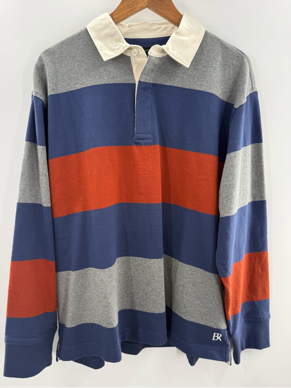 NWT Banana Republic Men’s Rugby Polo Heavy Weight Contrast Collar Striped Size L